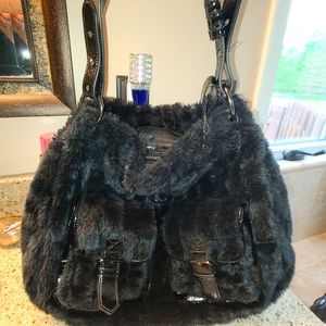 Big Buddha black fur purse